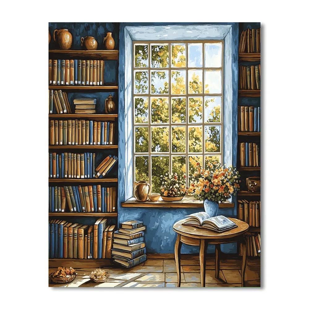 Johannes Vermeer Inspired Cozy Library Interior Painting by numbers kit