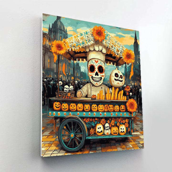 Sugar Skull Street Food Cart DIY paint by numbers