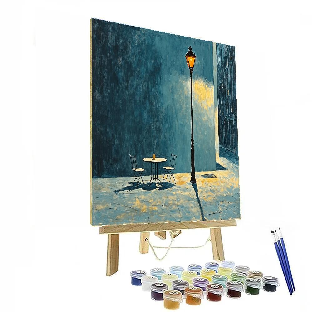 Edward Hopper Inspired Quiet Street Café At Twilight Numbered painting kits