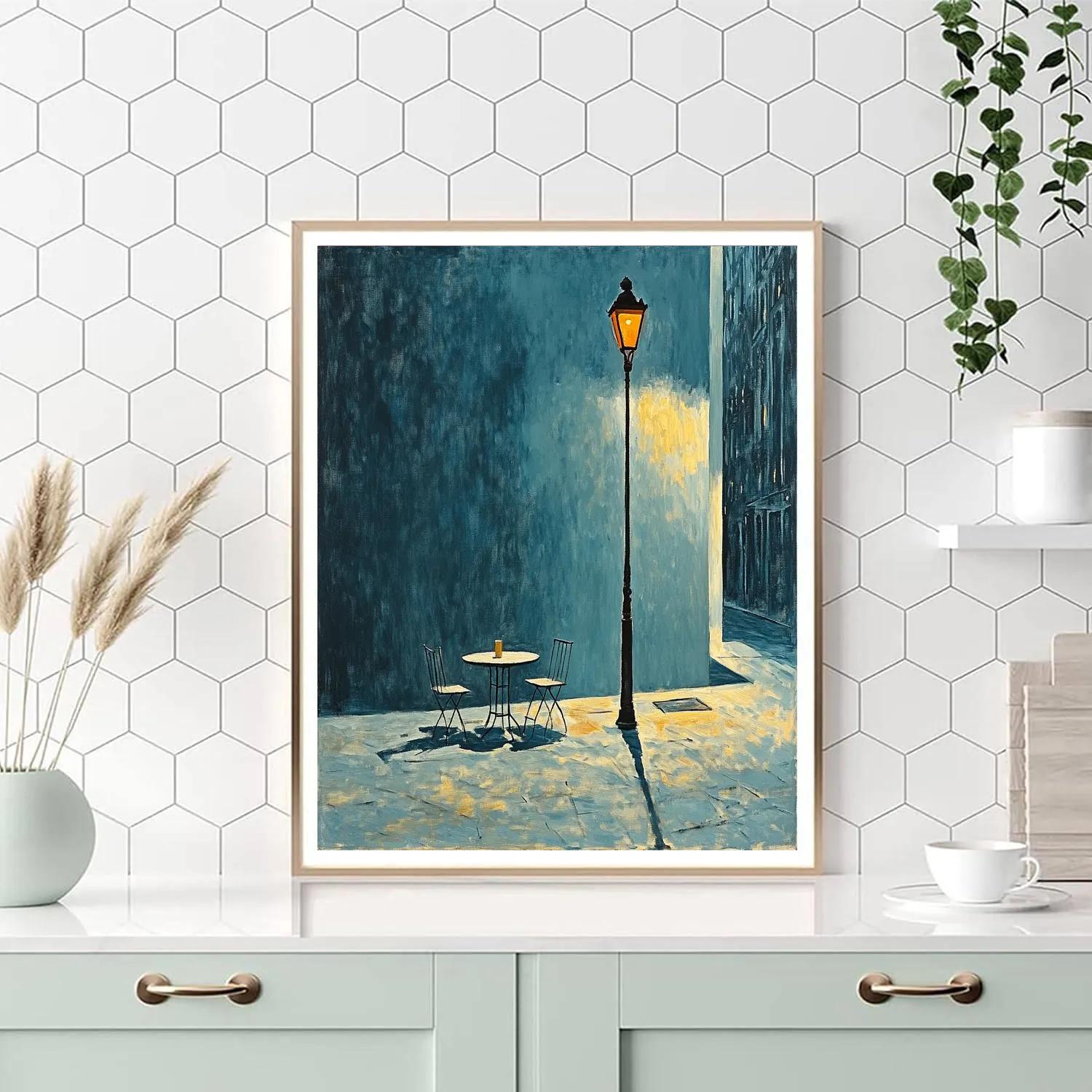 Edward Hopper Inspired Quiet Street Café At Twilight Numbered painting kits