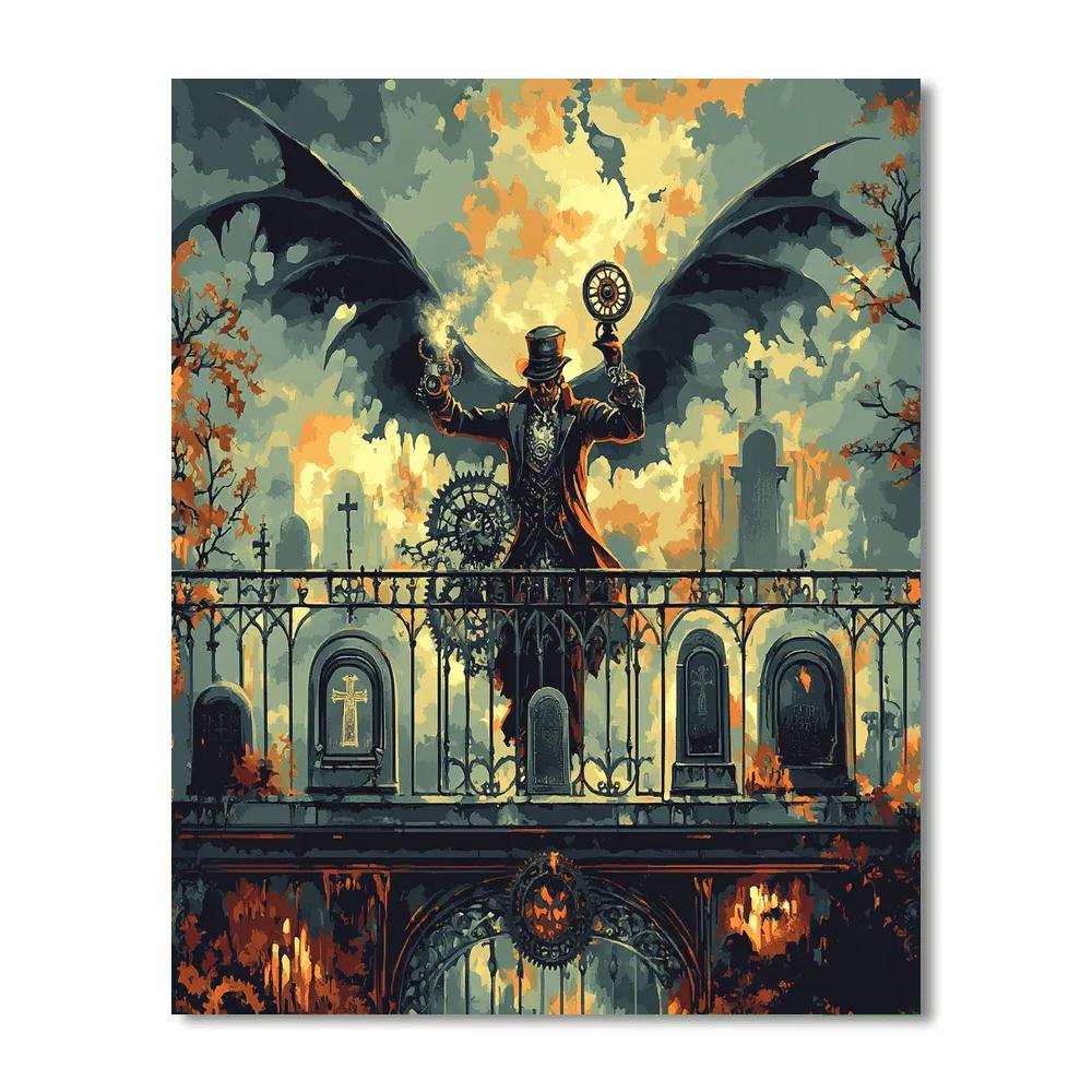 Clockwork Graveyard Conductor Paint by numbers art