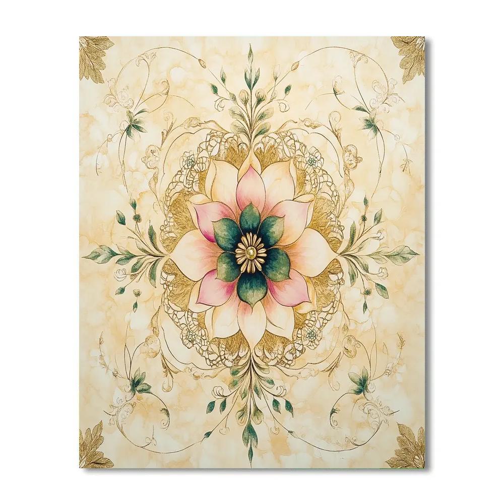 Alphonse Mucha Inspired Floral Symphony paint by color