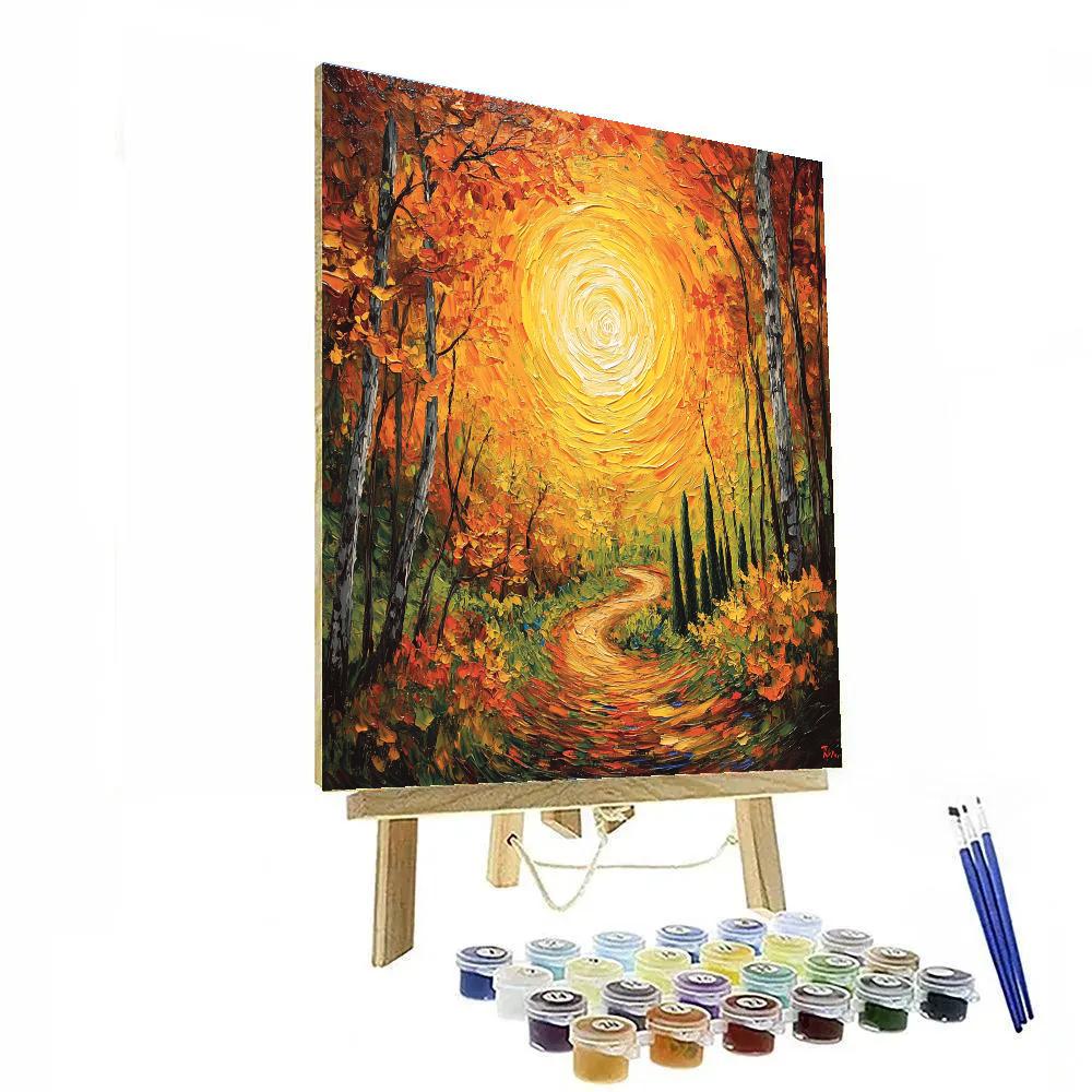 Van Gogh Inspired Vibrant Autumn Forest paint by number