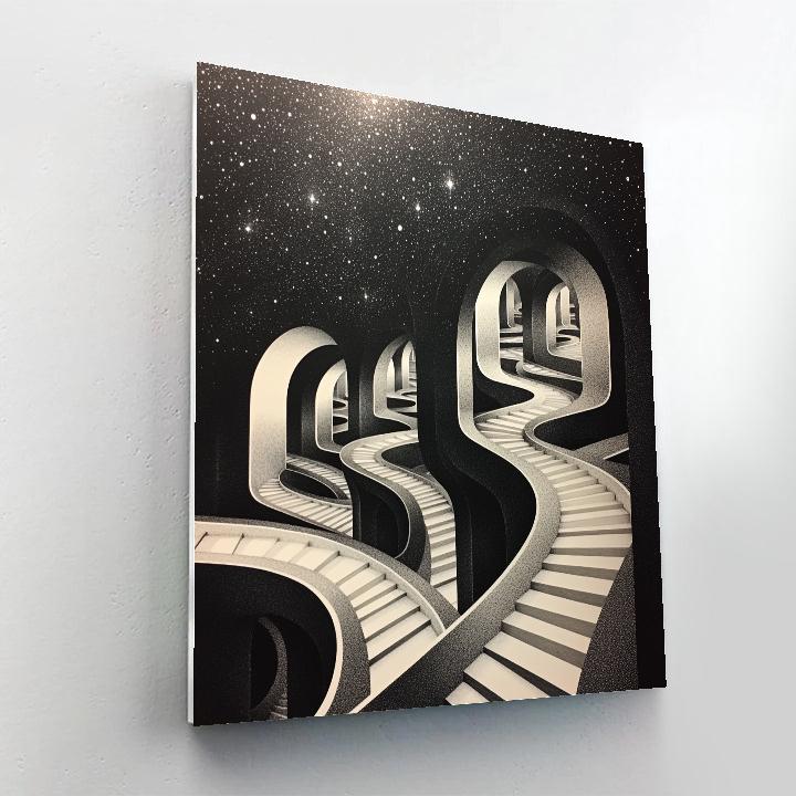 M.C. Escher Inspired Infinite Staircase Cosmos paint by numbers