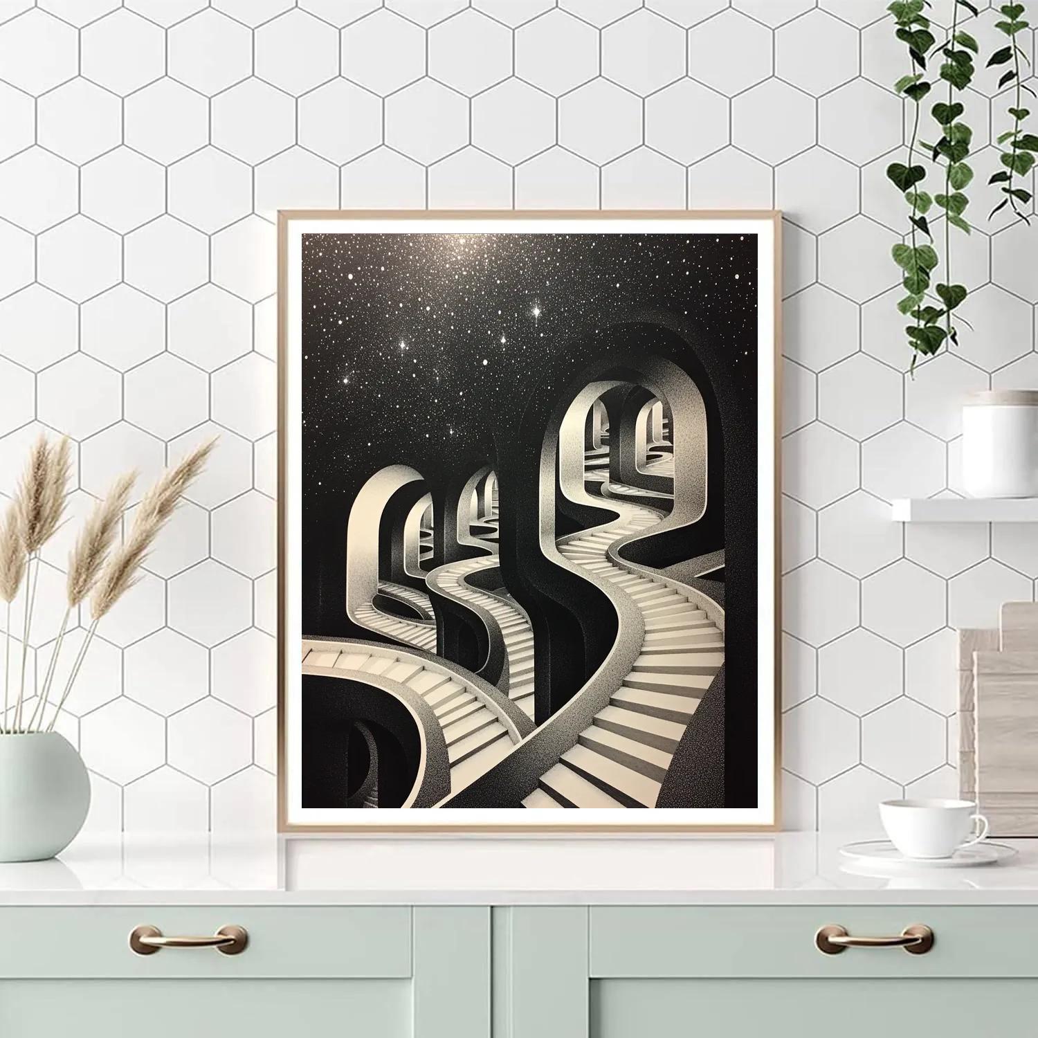 M.C. Escher Inspired Infinite Staircase Cosmos paint by numbers