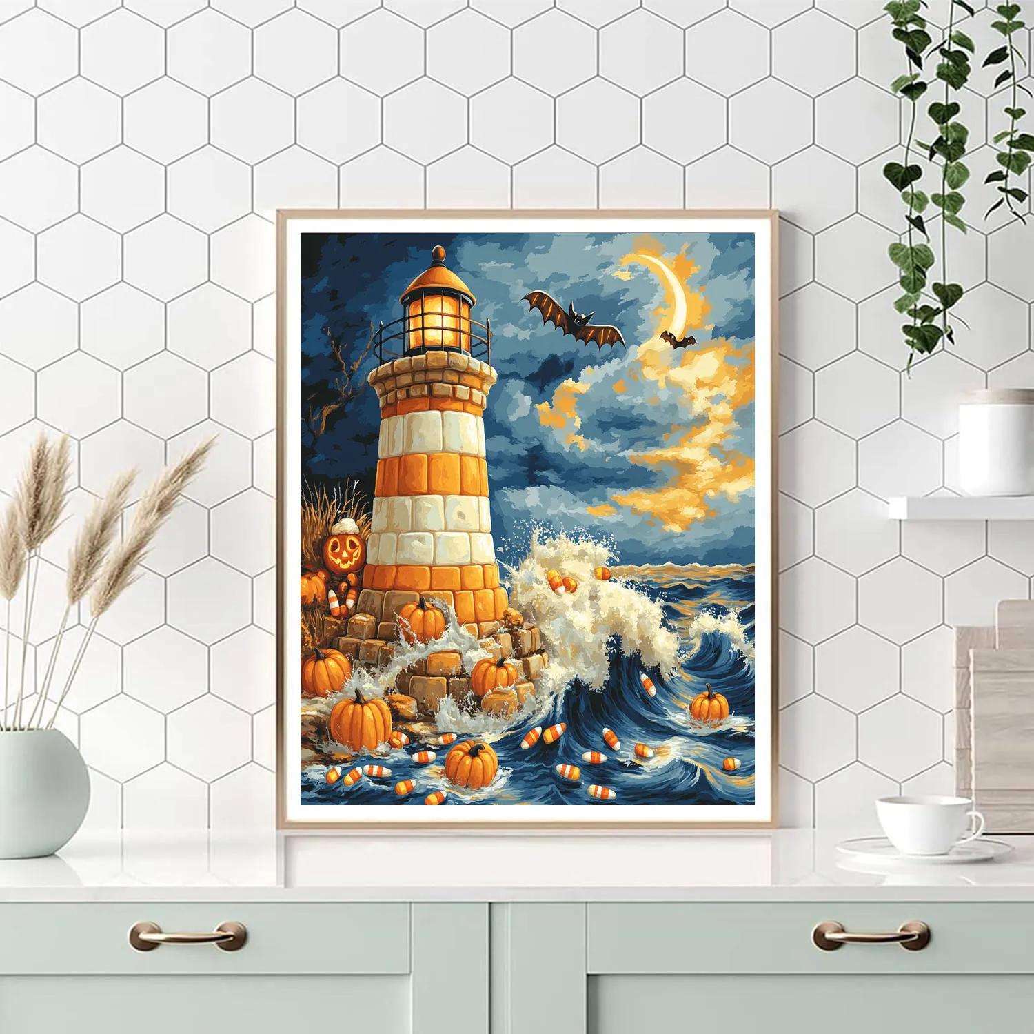 Candy Corn Lighthouse Keeper DIY paint by numbers