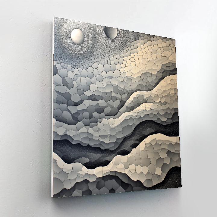 M.C. Escher Inspired Tessellated Lunar Landscape Paint by numbers art