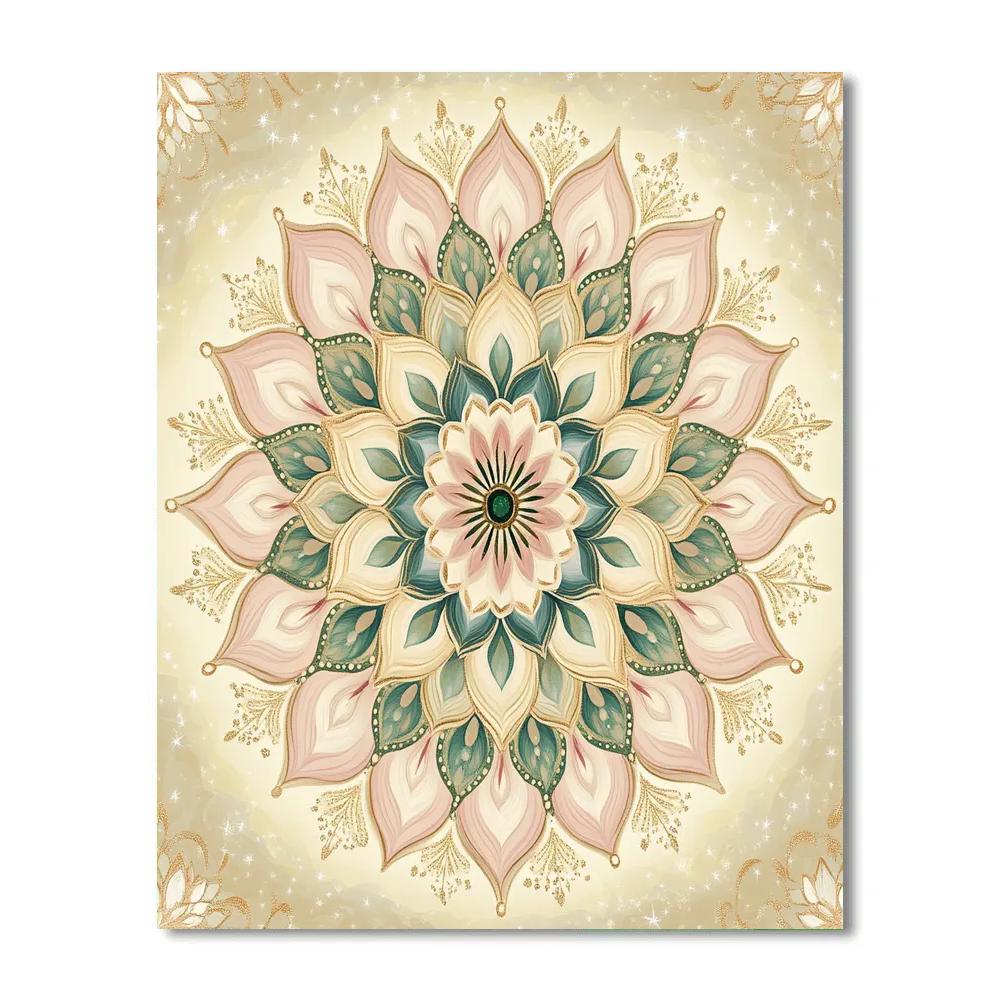 Alphonse Mucha Inspired Celestial Floral Mandala Number painting