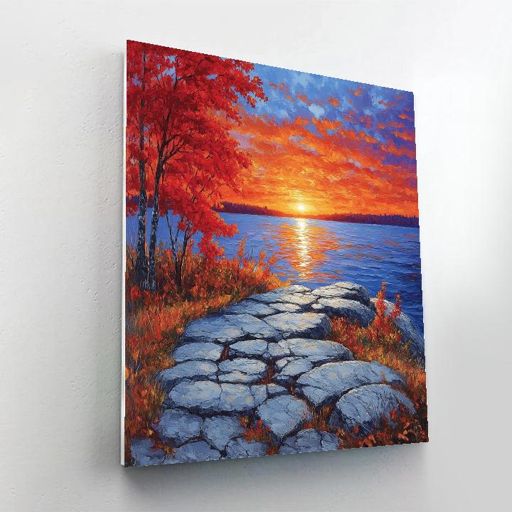 A.Y. Jackson Inspired Shield At Dusk paint by number