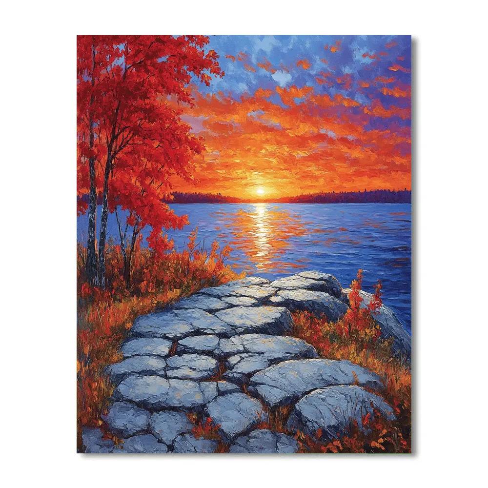 A.Y. Jackson Inspired Shield At Dusk paint by number