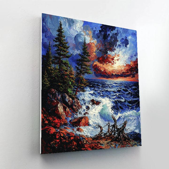 Arthur Lismer Inspired Stormy Georgian Bay Rocks paint by numbers