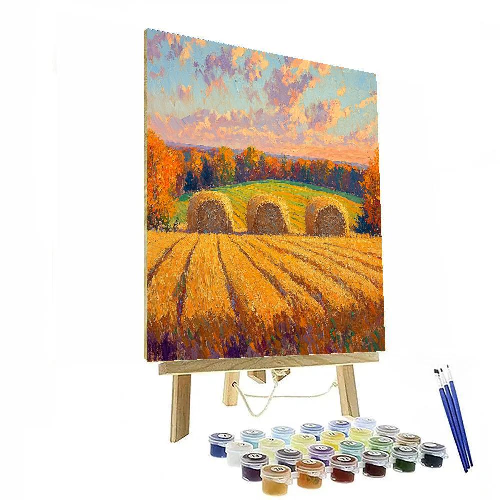 Claude Monet Inspired Haystacks In Late Gold Numbered painting kits