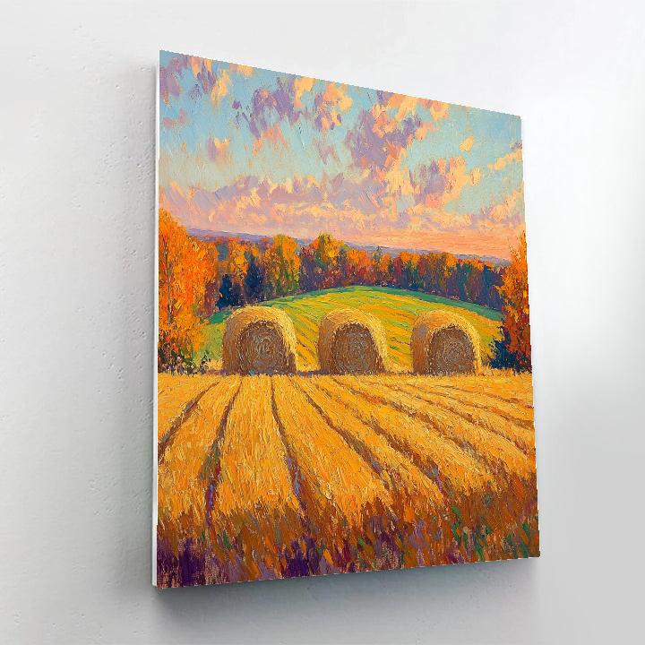 Claude Monet Inspired Haystacks In Late Gold Numbered painting kits
