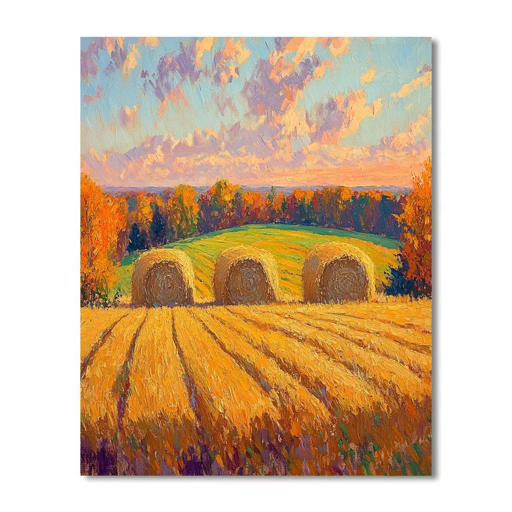 Claude Monet Inspired Haystacks In Late Gold Numbered painting kits