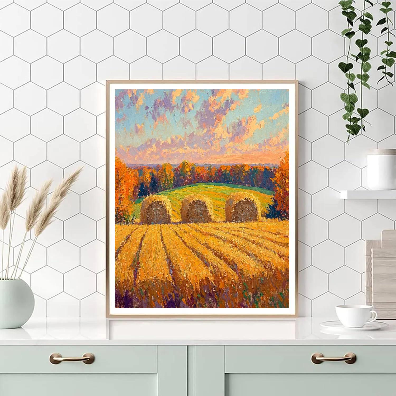 Claude Monet Inspired Haystacks In Late Gold Numbered painting kits