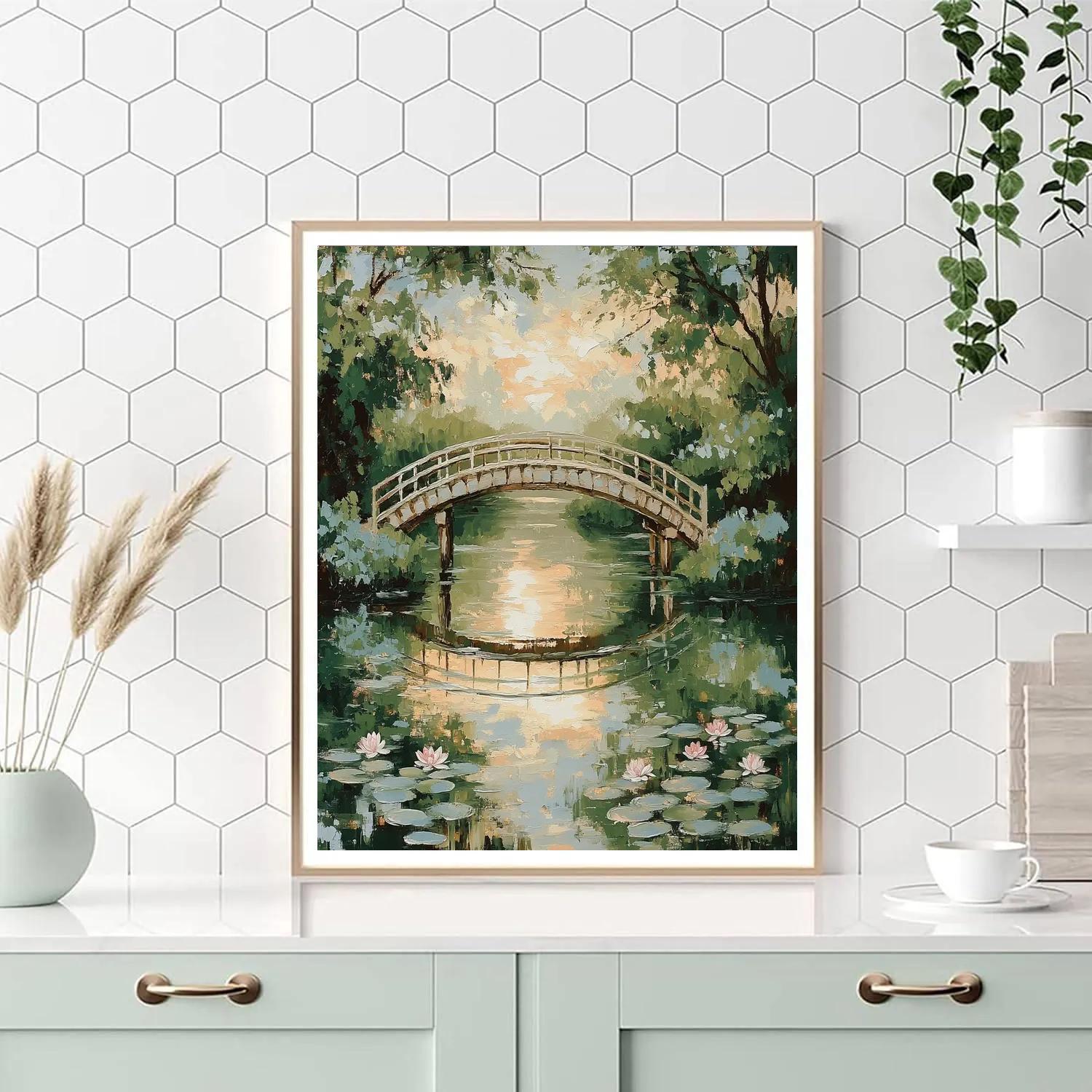 Claude Monet Inspired Giverny Bridge In Evening Haze paint by numbers