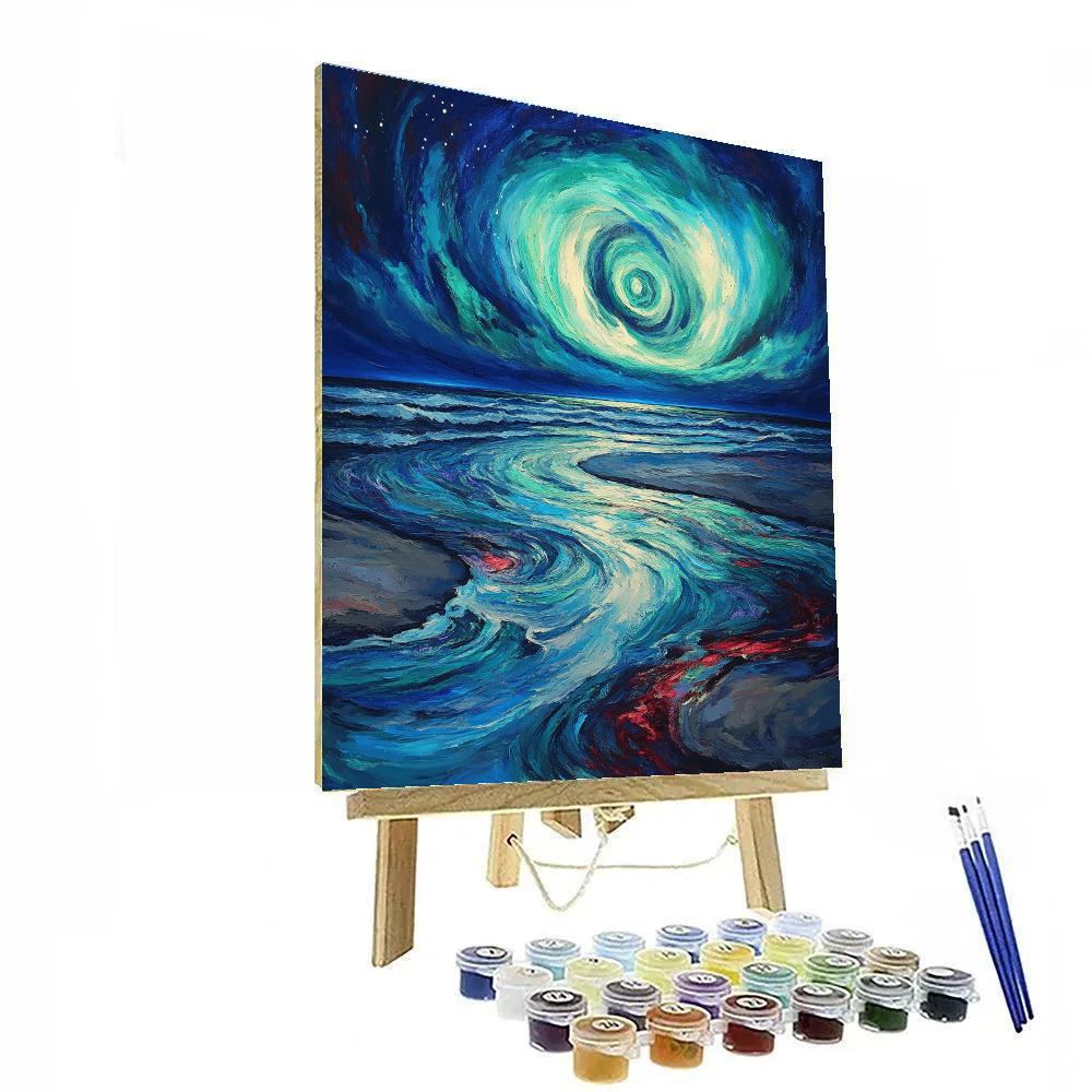 Edvard Munch Inspired Cosmic Tide Under Aurora Painting by numbers kit