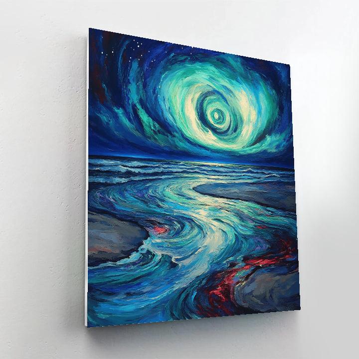 Edvard Munch Inspired Cosmic Tide Under Aurora Painting by numbers kit