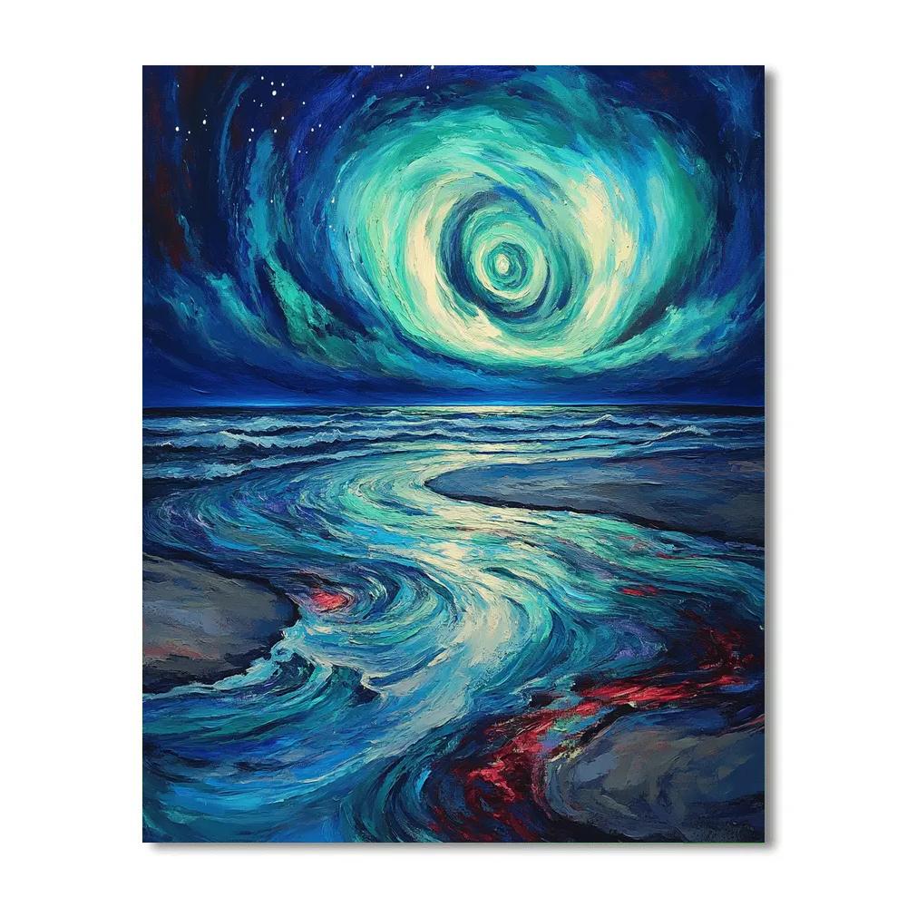 Edvard Munch Inspired Cosmic Tide Under Aurora Painting by numbers kit