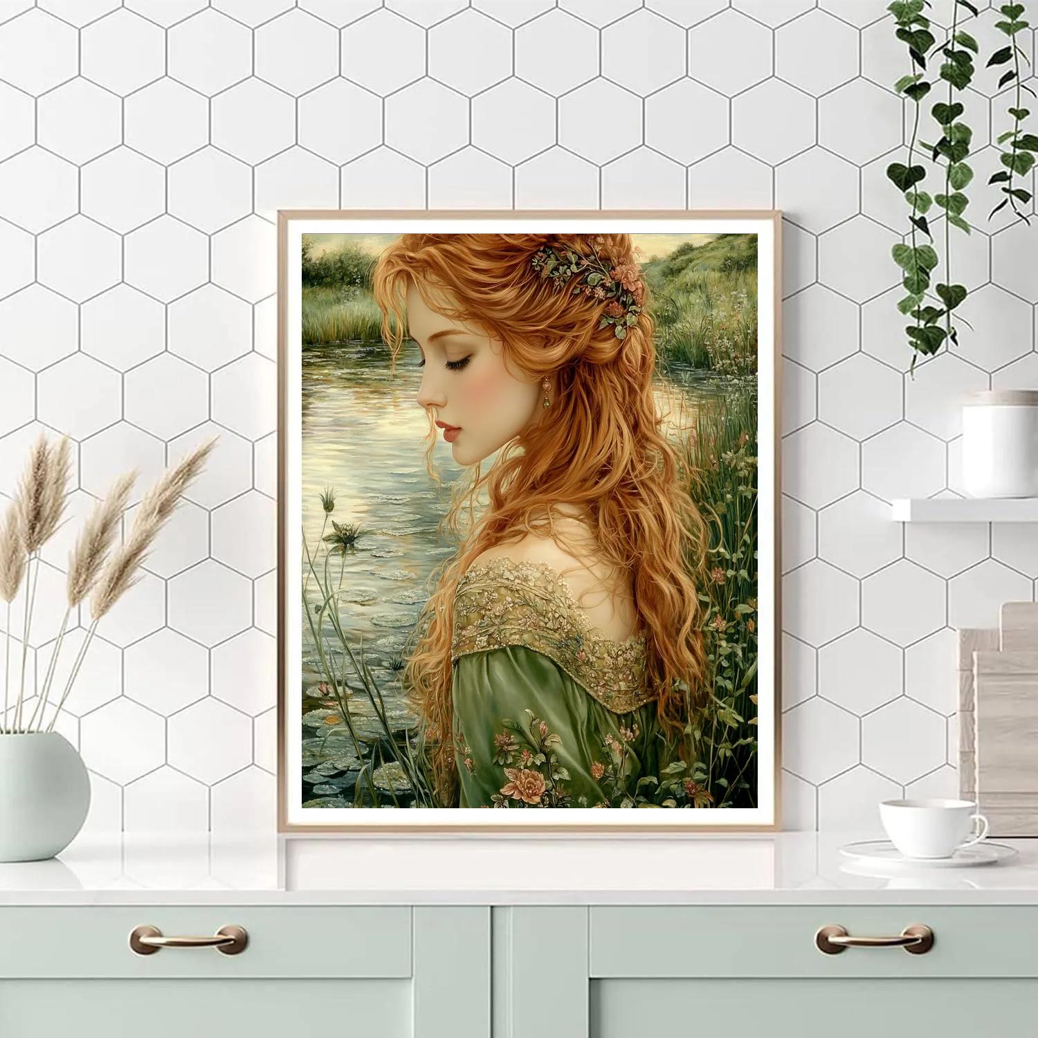 John William Waterhouse Inspired Enchanted River Number painting