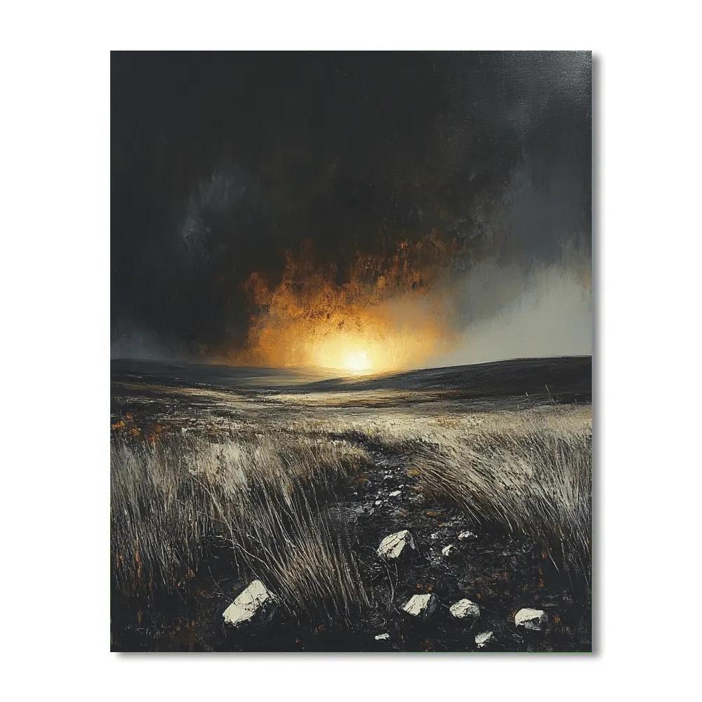 Francisco Goya Inspired Bleak Moor Beneath Burning Halo DIY paint by numbers