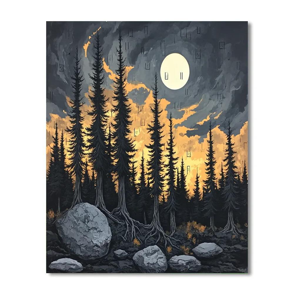 Francisco Goya Inspired Moonlit Sentinel Of Twisted Pines Number painting