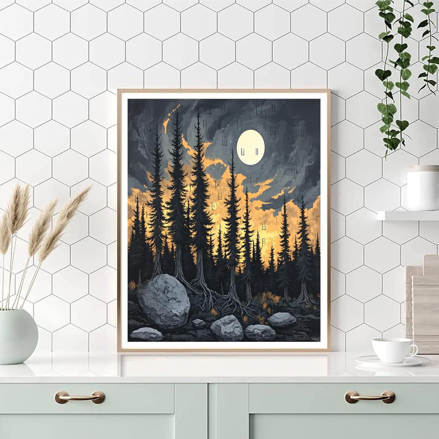 Francisco Goya Inspired Moonlit Sentinel Of Twisted Pines Number painting