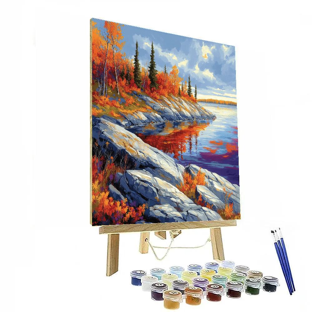 Franklin Carmichael Inspired Autumn Ridge And Reflective Bay paint by color