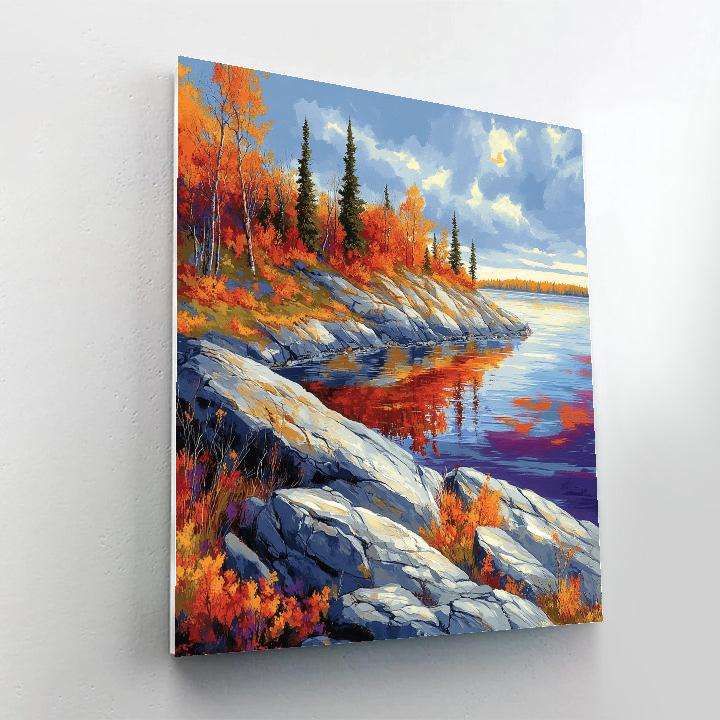 Franklin Carmichael Inspired Autumn Ridge And Reflective Bay paint by color