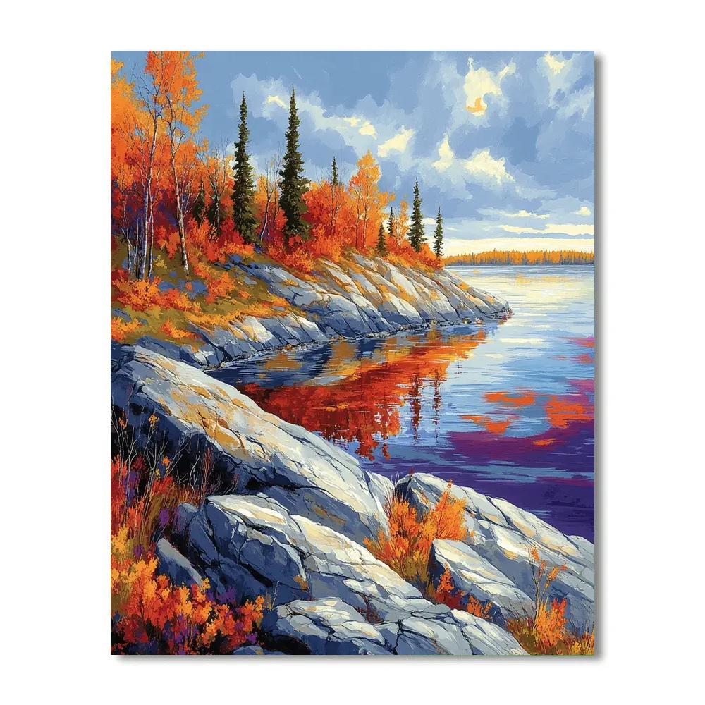 Franklin Carmichael Inspired Autumn Ridge And Reflective Bay paint by color