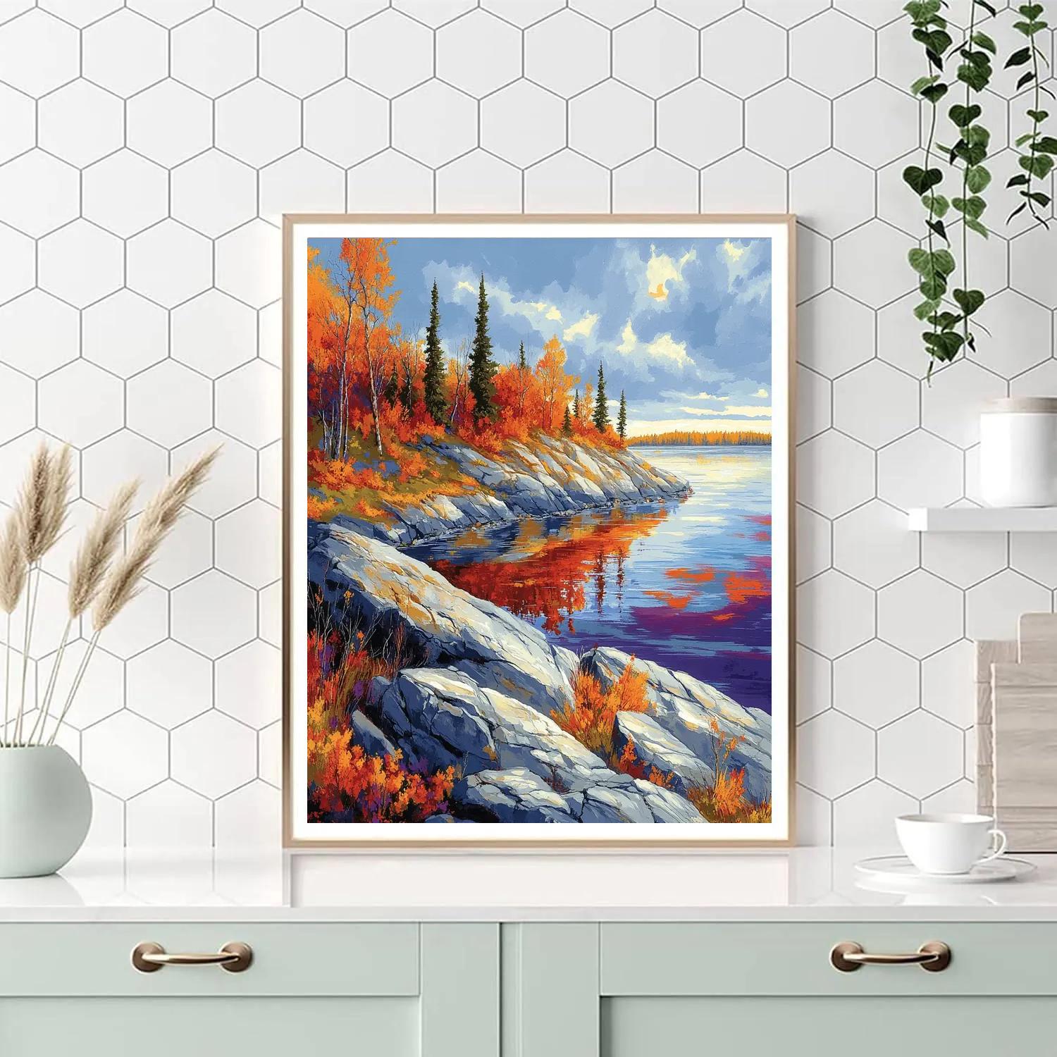 Franklin Carmichael Inspired Autumn Ridge And Reflective Bay paint by color