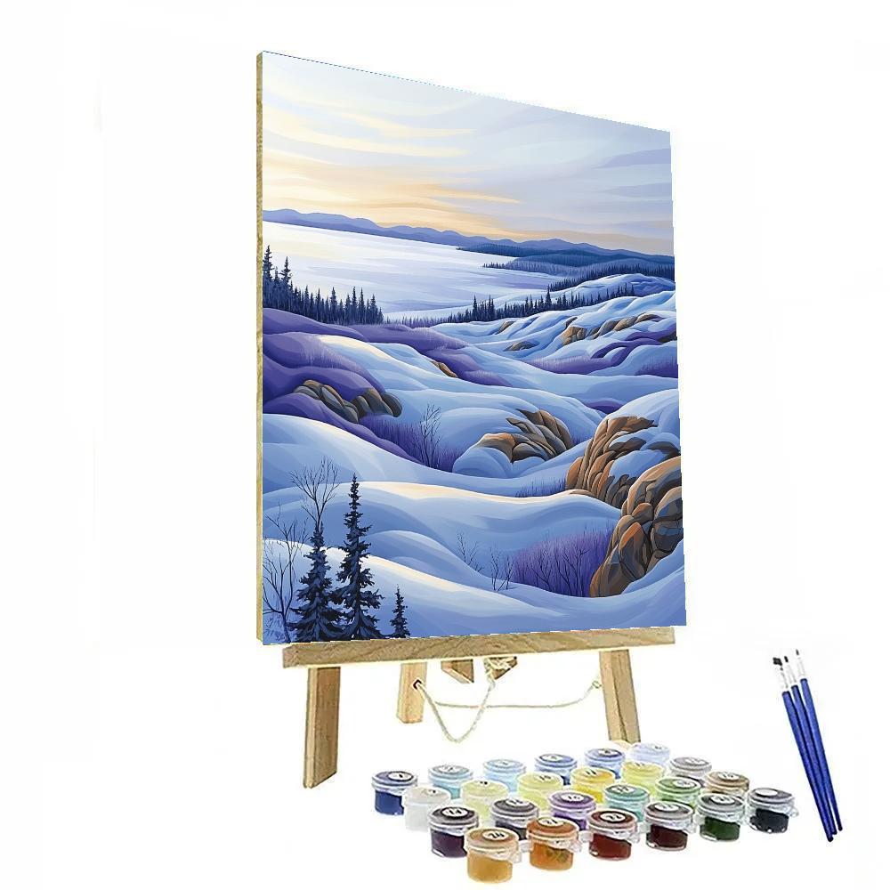 Franklin Carmichael Inspired Winter Light On Purple Snowfields paint by numbers
