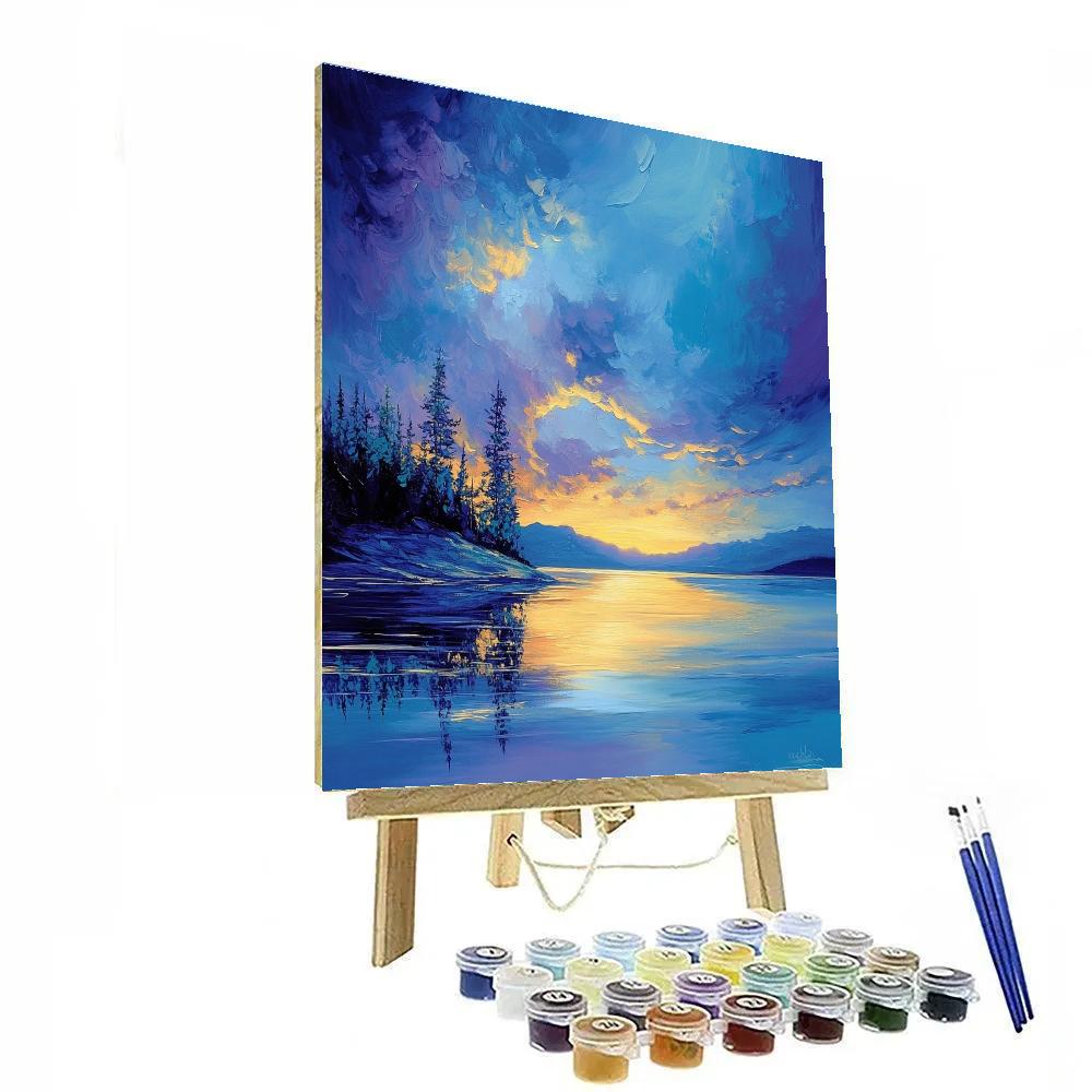 Frederick Varley Inspired Glowing Northern Lake At Dawn With Rhythmic Reflections Painting by numbers kit