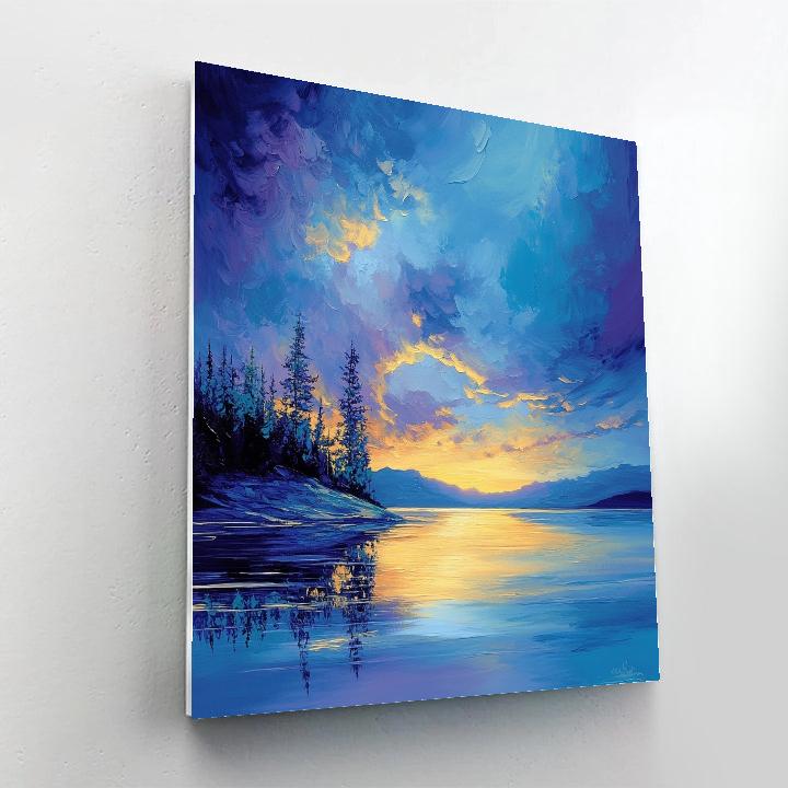 Frederick Varley Inspired Glowing Northern Lake At Dawn With Rhythmic Reflections Painting by numbers kit