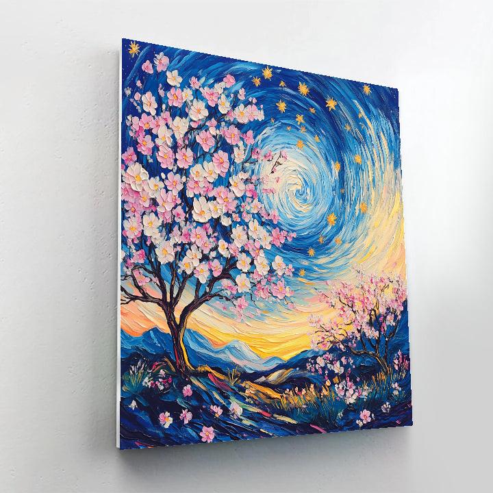 Van Gogh Inspired Nighttime Blossoms paint by color