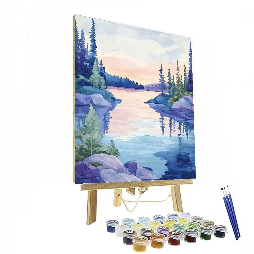 Franklin Carmichael Inspired Twilight Over Crystal Lake DIY paint by numbers