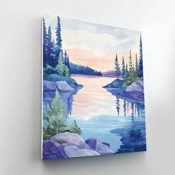 Franklin Carmichael Inspired Twilight Over Crystal Lake DIY paint by numbers