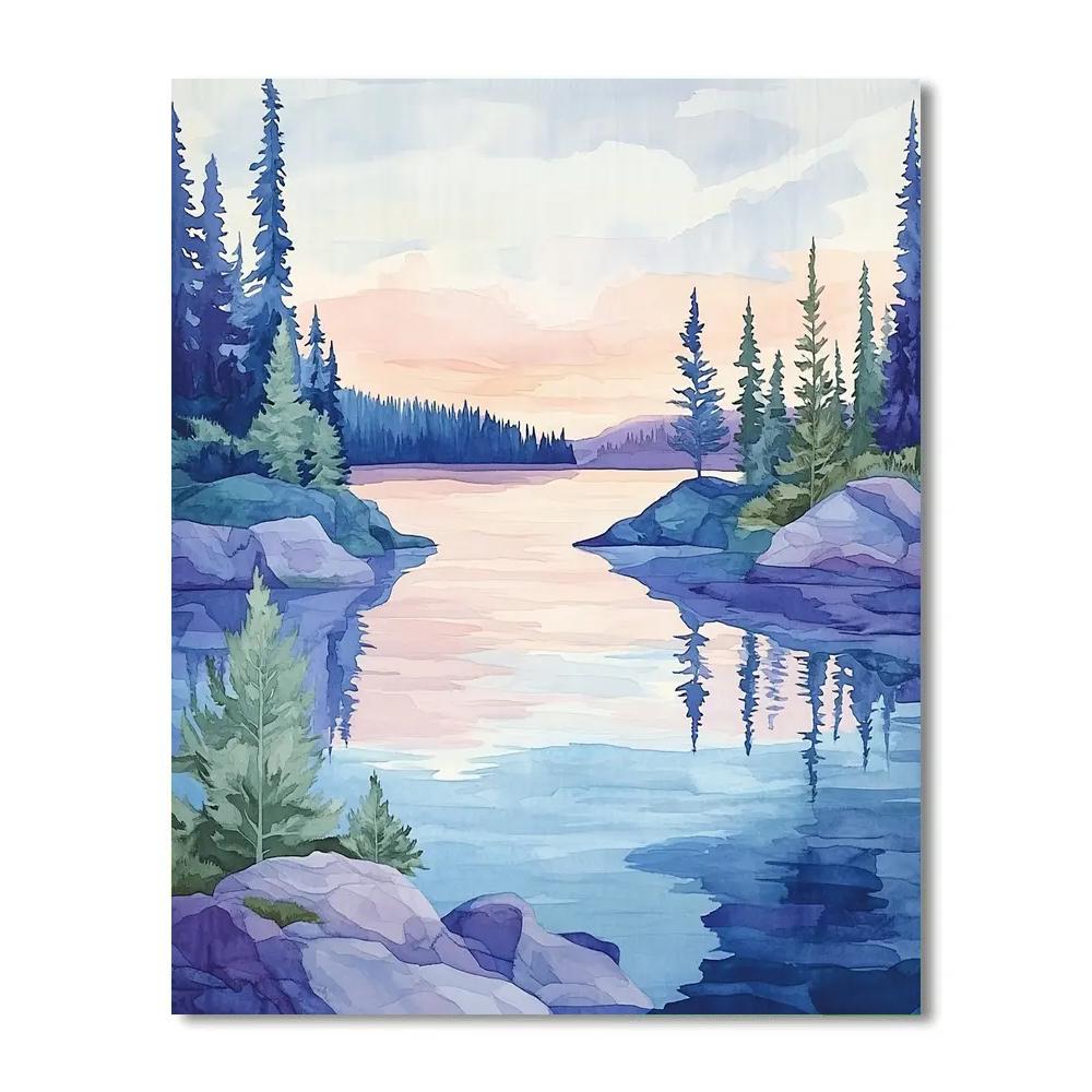 Franklin Carmichael Inspired Twilight Over Crystal Lake DIY paint by numbers