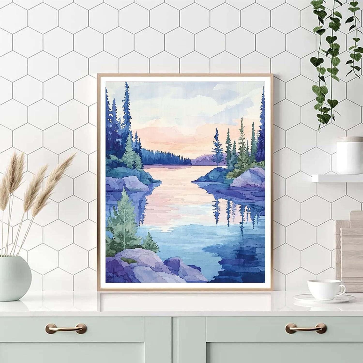 Franklin Carmichael Inspired Twilight Over Crystal Lake DIY paint by numbers