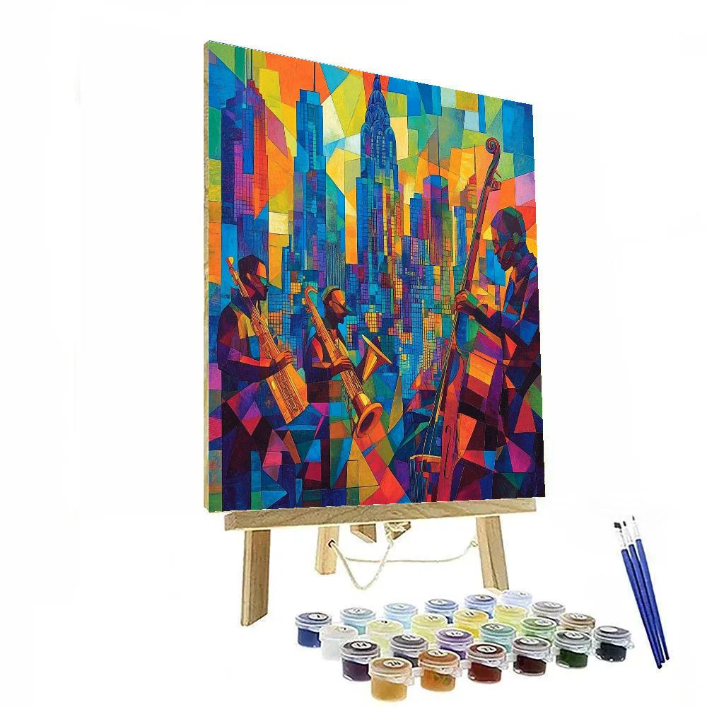 Picasso Inspired Musical Cityscape Paint by numbers art