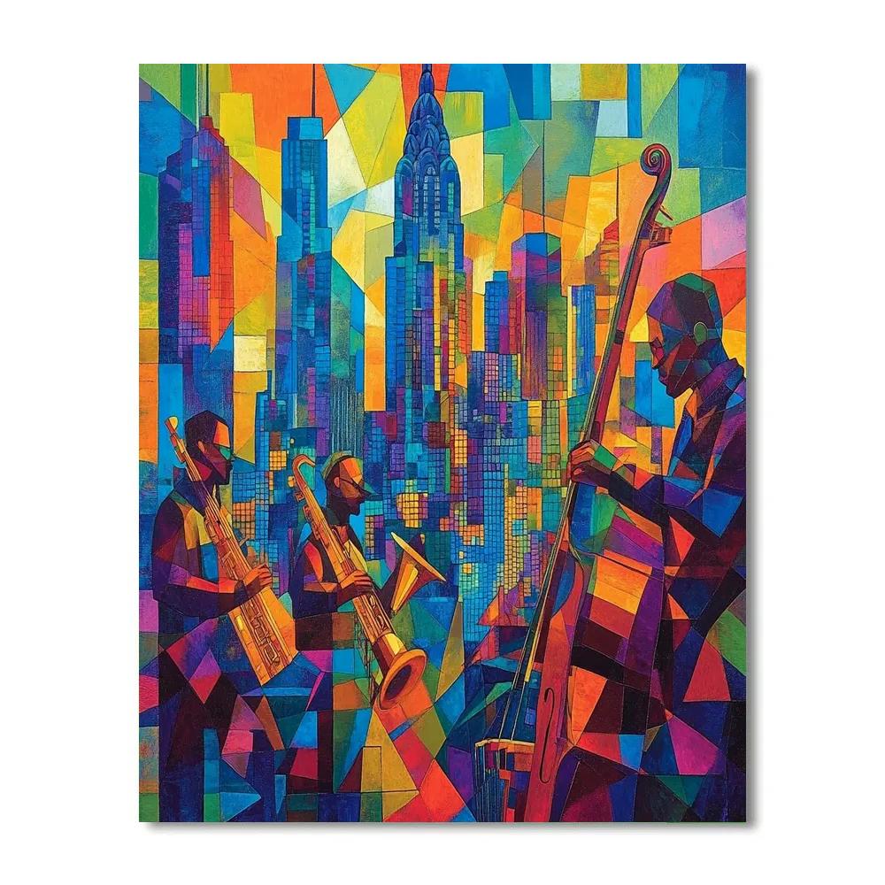 Picasso Inspired Musical Cityscape Paint by numbers art