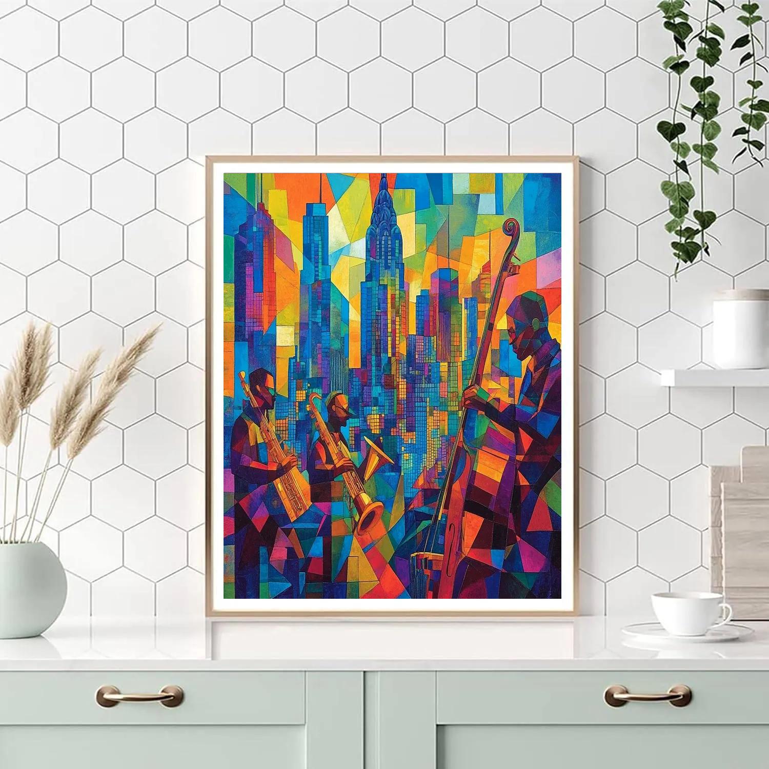 Picasso Inspired Musical Cityscape Paint by numbers art
