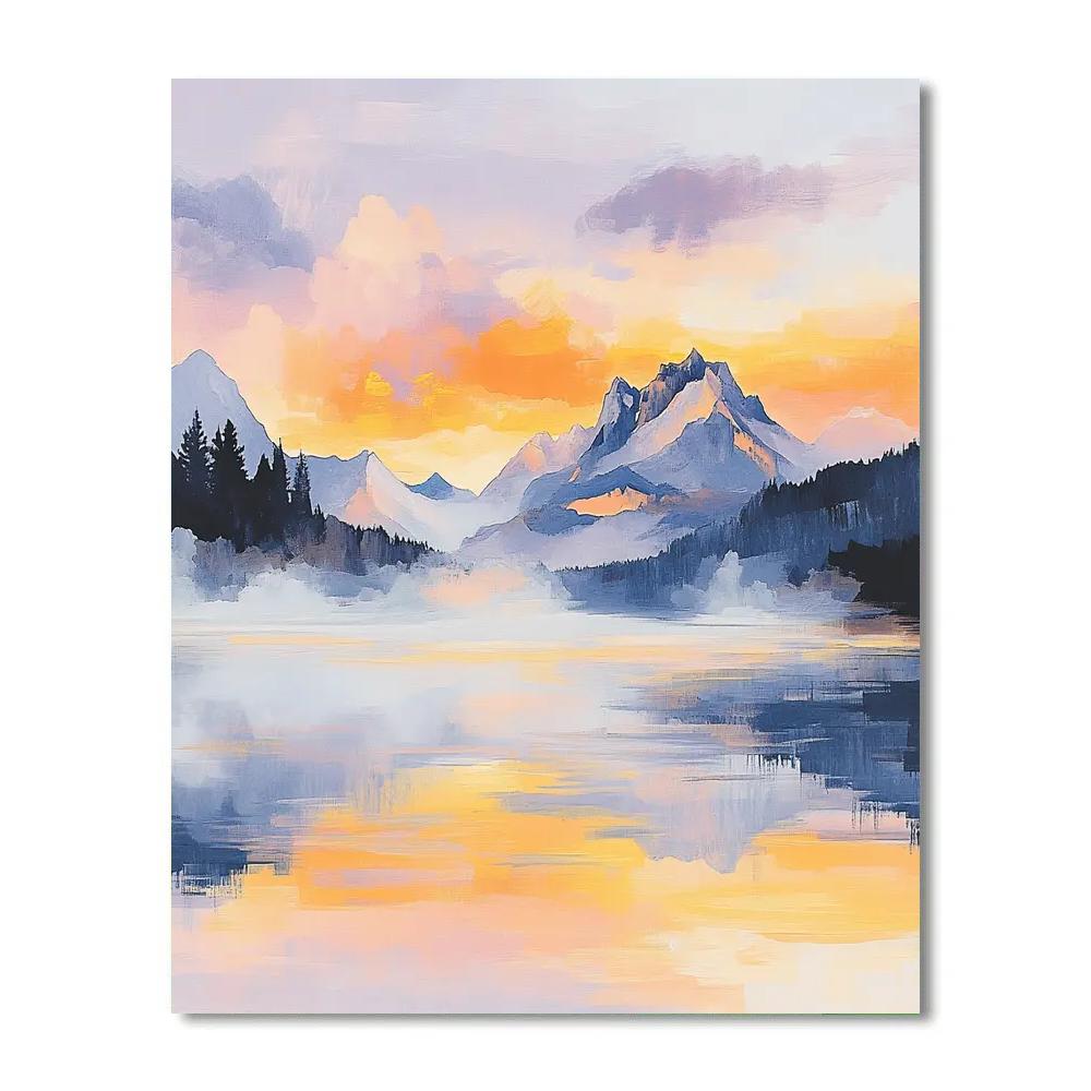 Frederick Varley Inspired Luminous Dawn Over Misty Lake Paint by numbers art