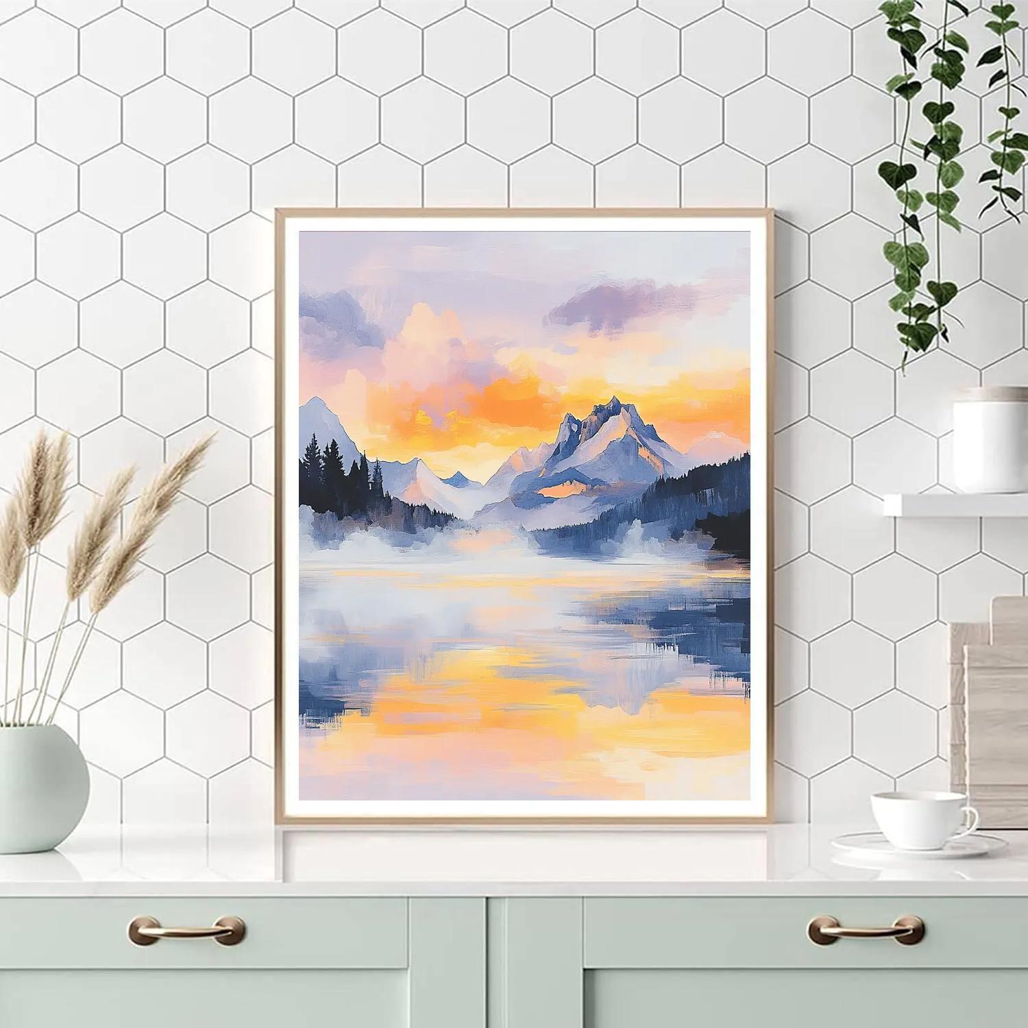 Frederick Varley Inspired Luminous Dawn Over Misty Lake Paint by numbers art