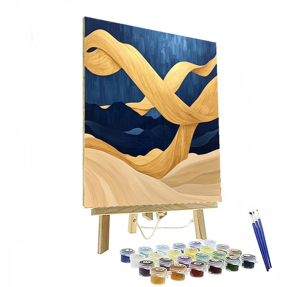 Georgia OKeeffe Inspired Golden Desert Bones With Indigo Sky paint by number