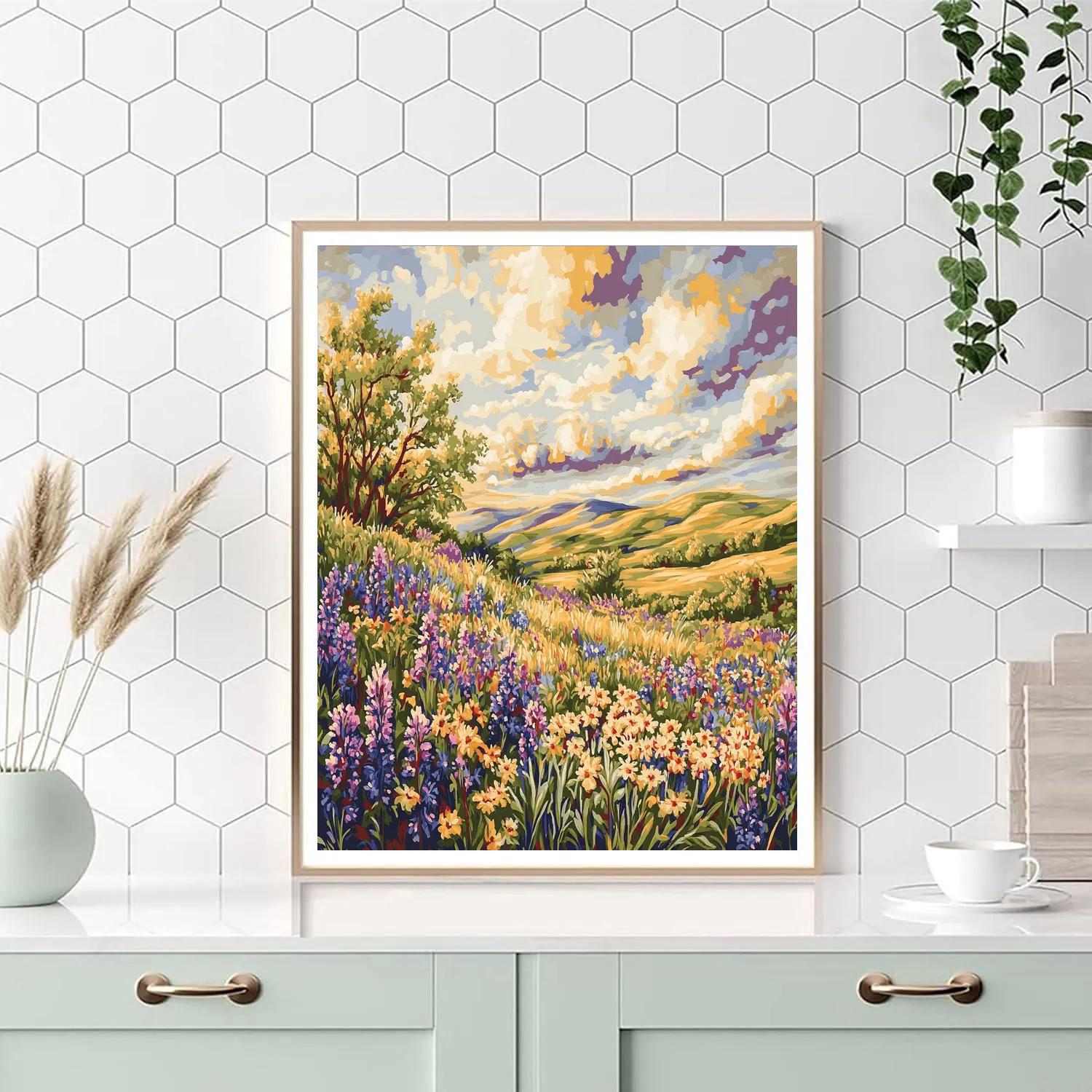 J. E. H. MacDonald Inspired Meadow Of Wildflower Rhythms DIY paint by numbers
