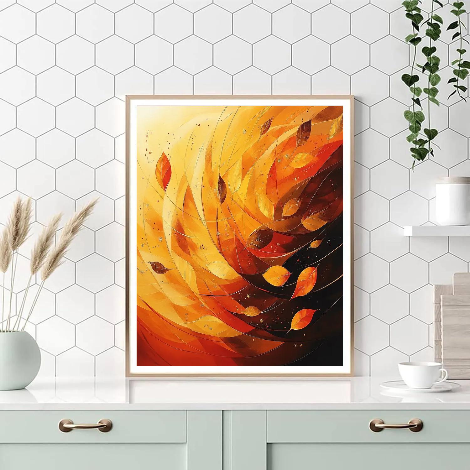 Jackson Pollock Inspired Golden Autumn Rhythm In Drip And Loop paint by color