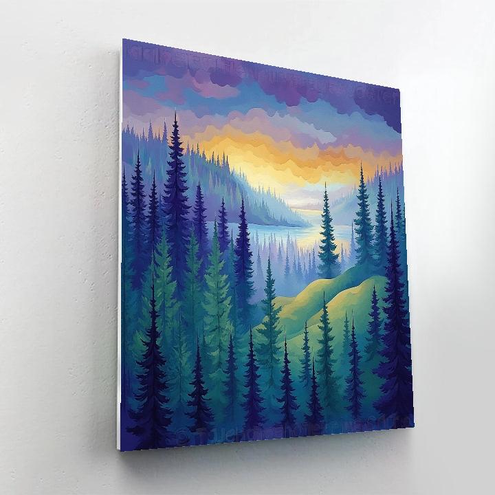 J E H MacDonald Inspired Evening Mist Over Algoma Pines Number painting