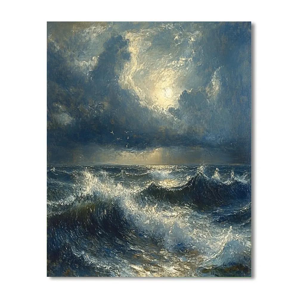 Turner Inspired Tempestuous Sea Number painting