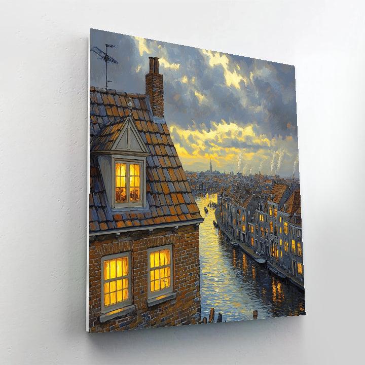 Johannes Vermeer Inspired Delft Rooftops At Dusk Numbered painting kits